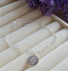 Pulseira Medalha Sol, Mar e Sal - Prata 925