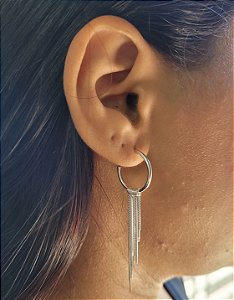 Brinco Meia Argola com Franja - Prata 925
