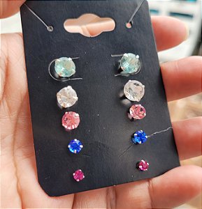 Cartela de Brincos Quíntuplos Angela - Prata 925