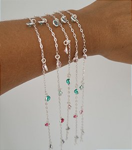 Pulseira Zircônias coloridas - Prata 925