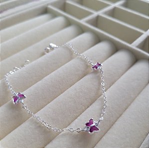 Pulseira 3 Borboletas - Prata 925