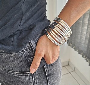 Bracelete  Meia Cana 4 mm - Prata 925