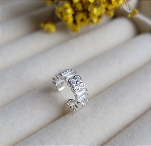 Piercing Fake Flor Cravejado - Prata 925