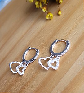 Argola Click Corações - Prata 925