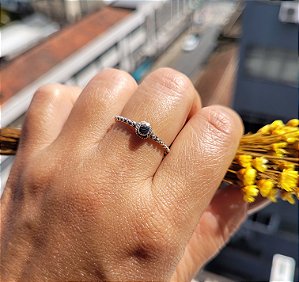 Anel Boho Pedra redonda Abalone - Prata 925