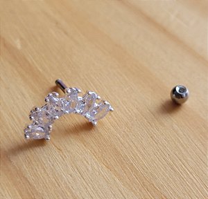 Piercing 6  Zircônia  Tragus / Anti tragus - Prata 925