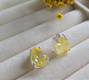 Brinco Gota Zircônia Colors 14 mm- Prata 925