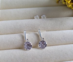 Brinco Meia Cana Zircônia 8 mm- Prata 925