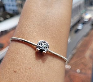 Berloque Trevo Trabalhado - Prata 925