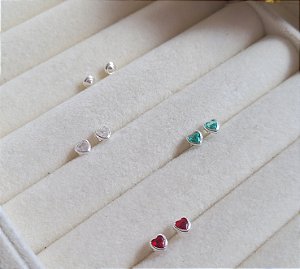 Brinco Coração Cravação Inglesa Infantil- Prata 925