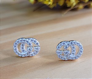 Brinco Cravejado GG Prata 925