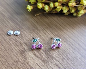 Brinco Infantil Cerejas - Prata 925