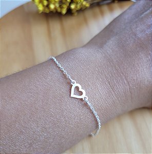 Pulseira Elo Cartier Coração Vazado - Prata 925