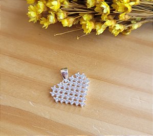 Pingente Coração Pixel - Prata 925