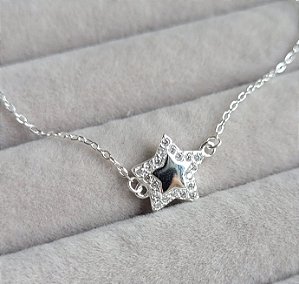 Pulseira Estrela Lisa c/ Cravação - Prata 925