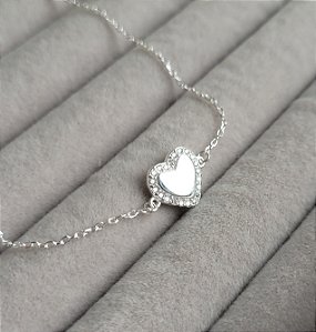 Pulseira Coração Liso c/ Cravação- Prata 925