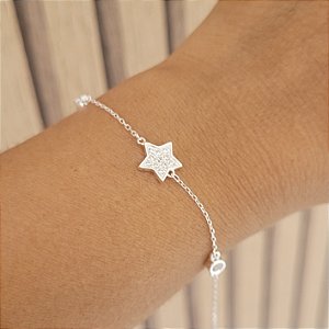 Pulseira Estrela Cravejada - Prata 925