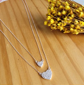 Colar Duplo Coração - Prata 925