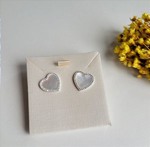 Brinco Coração Madre Pérola Cravejado- Prata 925