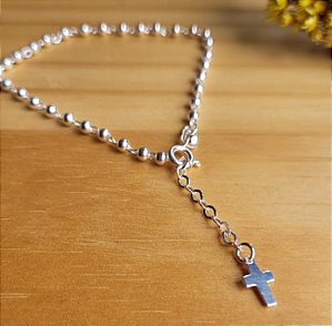 Pulseira Toda Bola com Cruz - Prata 925