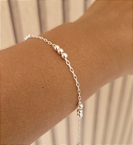Pulseira Bolinhas Espaçadas - Prata 925