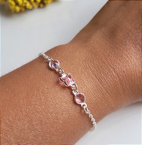 Pulseira duas Pedras e Borboleta - Prata 925