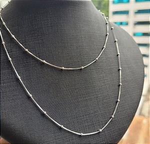 Colar Veneziana c/ bola 1mm - Prata 925