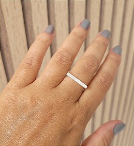 Anel Quadrado Cravejado - Prata 925