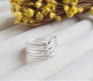 Anel 3 corações - Prata 925