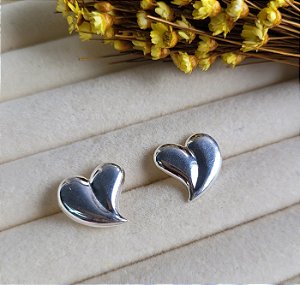 Brinco Coração Orgânico - Prata 925