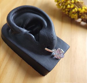 Brinco Coração Zircônia Pendurada- Prata 925