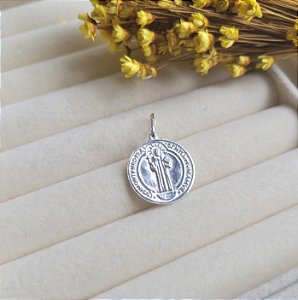 Pingente São Bento 19mm- Prata 925