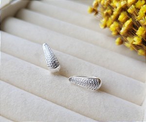 Argola Click Oval Cravejada - Prata 925