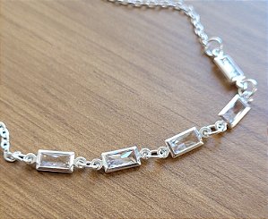 Pulseira Zircônias Baguetes- Prata 925
