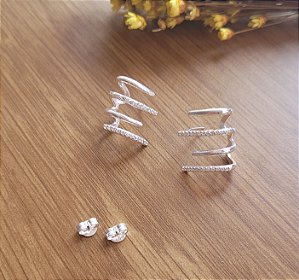 Brinco Ear Cuff Lux - Prata 925