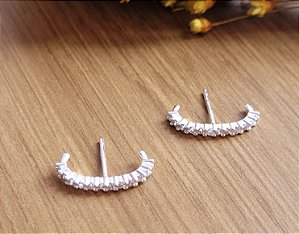 Brinco Ear Hook Cravejado - Prata 925