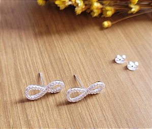 Brinco Infinito Cravejado - Prata 925