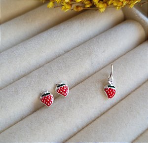 Conjunto Infantil Morango - Prata 925