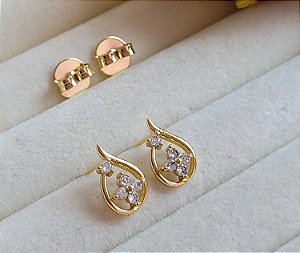 Brinco Gota e Flor - Semijoias