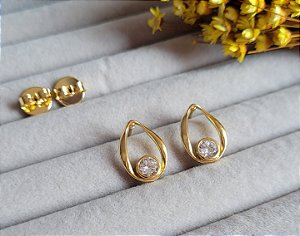 Brinco Orgânico Oval com Zircônia - Semijoias