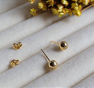 Brinco Bola Lisa 6 mm- Semijoias