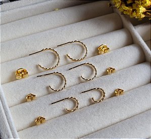 Trio Meia argola Trançado - Semijoias