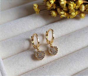 Argola Click Pingente Coração - Semijoias