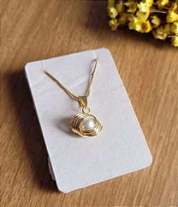 Colar Fio e Pérola - Semijoia 18k