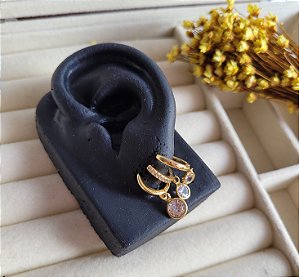 Trio Argolas Ponto de Luz - Semijoias