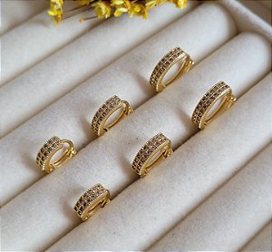 Trio Argola Cravação Pavê- Semijoias