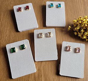 Brinco Retangular Zircônia - Semijoias