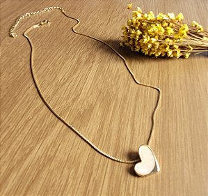 Colar Coração Madre Perola - Semijoia 18k