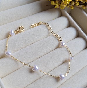 Pulseira Pérola Coração - Semijoias