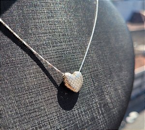 Colar Coração Trabalhado - Prata 925